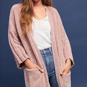 ANTHROPOLOGIE Moth Pink Chenille Oversized Cardigan